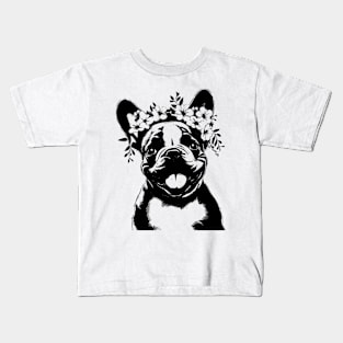 Frenchton With Flower Crown Kids T-Shirt